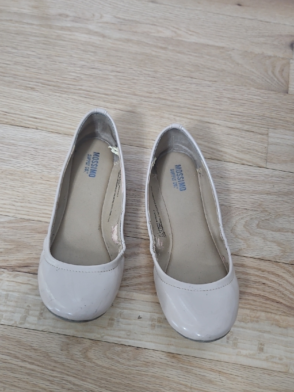 Moschino Cream Patent Leather Ballet Flats